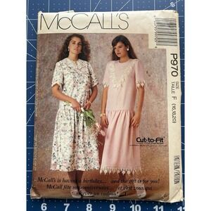McCall's Pattern P970 Misses' Dress‎ Dropped Waist Size 16-20 Uncut